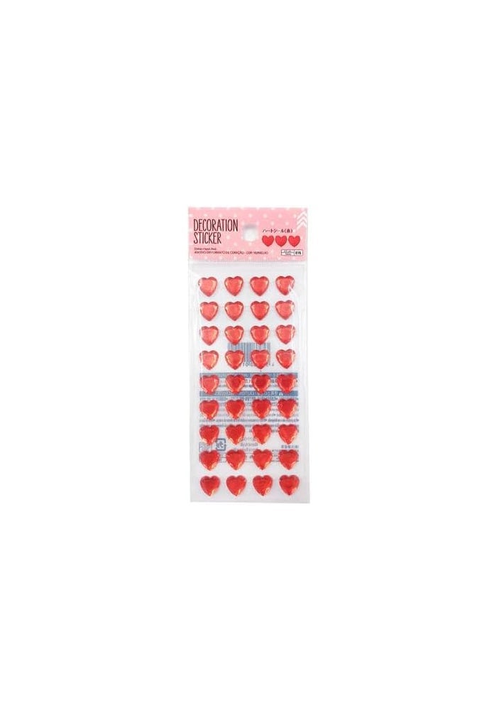 Daiso Red Heart Sticker Pack | Decorative Craft Stickers for DIY Projects, Scrapbooking & Gifts - Image 1